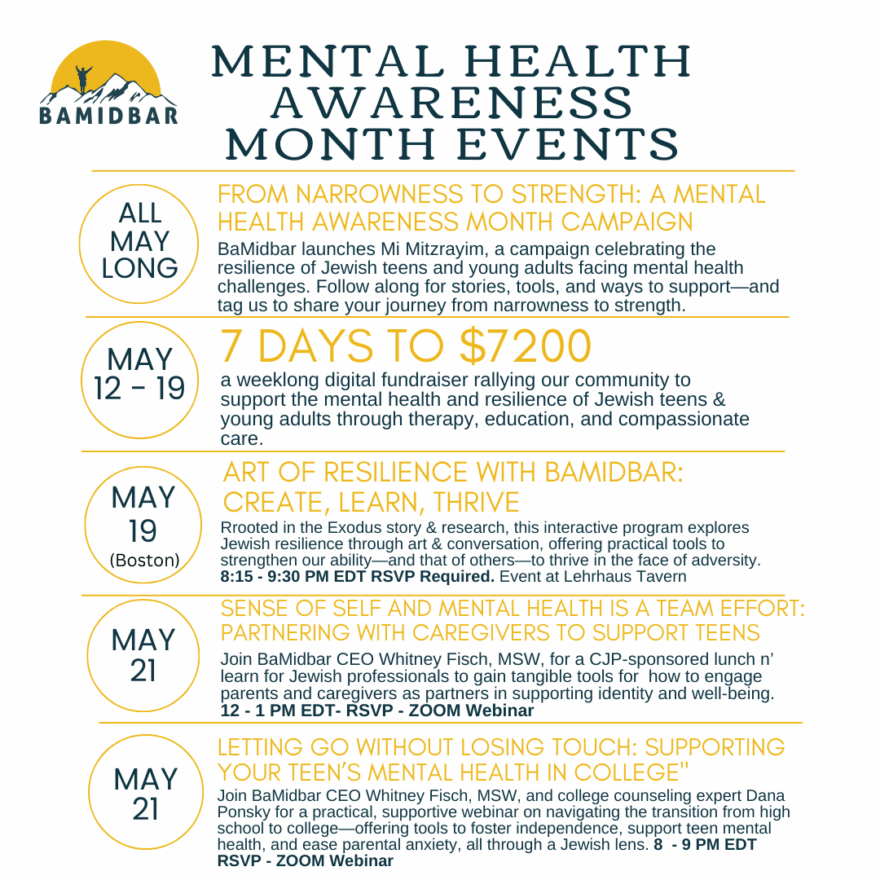 jewish mental health services,Celebrating Jewish Resilience,mental health awareness month 2025,parent education classes